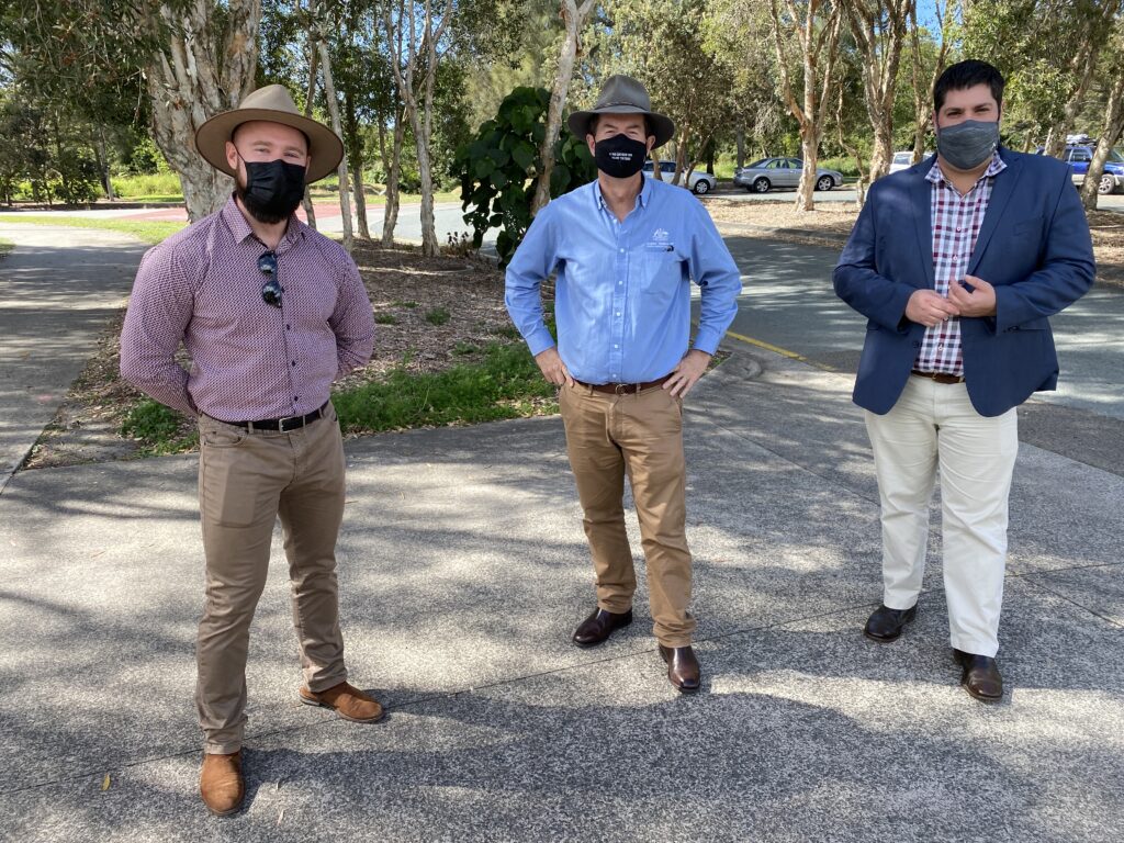 Andrew Wallace MP with Cr Christian Dickson and Brent Mickelberg MP