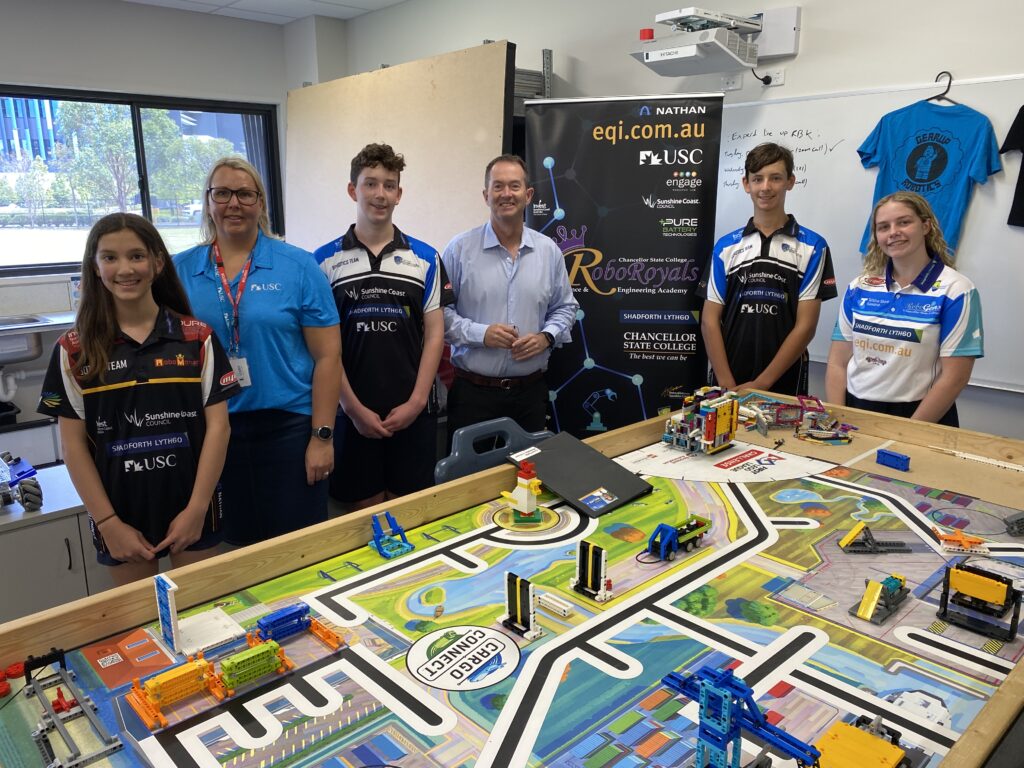 Andrew Wallace with STEM Students Chancellor State College