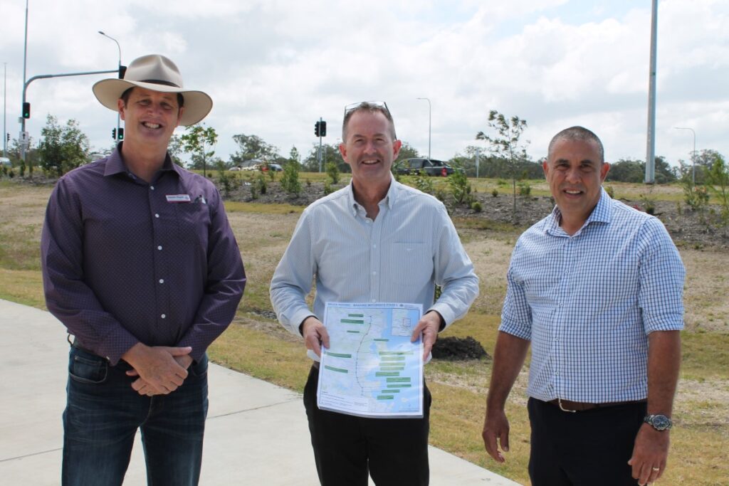 Andrew Wallace MP with Terry Young MP and Jason Hunt MP at the Bruce Highway